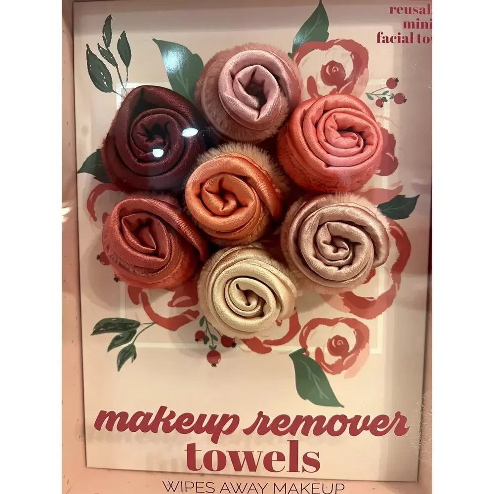 Glitz & Glam Makeup Towels Remover  Flower Bouquet Rose‎ 7 Make Remover Set